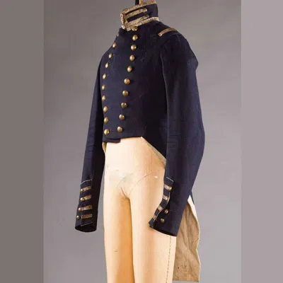 Pre-owned Handmade Navy Blue Early 19th Century Military Coat British Hussar Custom Made Jacket