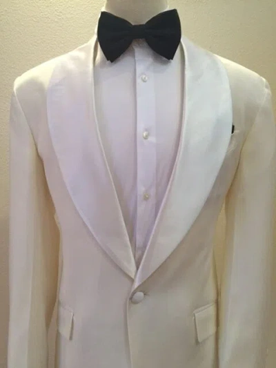Pre-owned Handmade Off White Cerrutti Wool Tuxedo Jacket With A Satin Shawl Lapel  In Italy