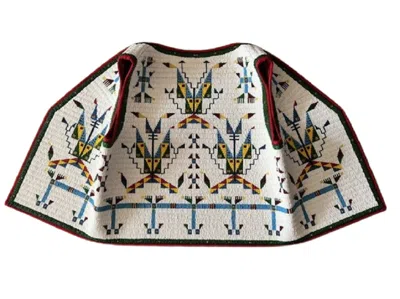 Pre-owned Handmade Old American Sioux Style Fully Beaded Powwow Regalia Beaded Vest Prv190 In Beige