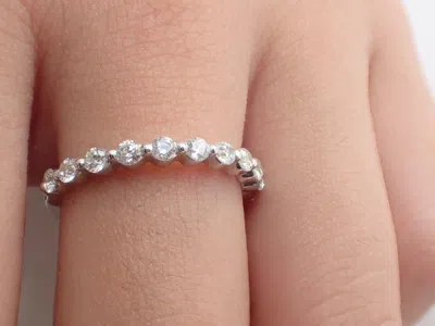 Pre-owned Handmade On Sale -single Prong Ring / 2.0mm Half Eternity Single Prong Wedding Band In White