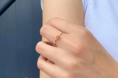 Pre-owned Handmade Orange Sapphire Ring, 14k Diamond And Sapphire Engagement Ring, Natural Sapphire In White