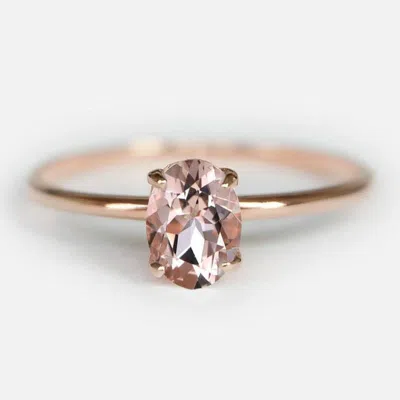 Pre-owned Handmade Oval Morganite Ring, Morganite Engagement Ring, Morganite Rose Gold Ring, 14kt In Pink