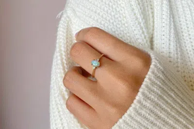 Pre-owned Handmade Oval Opal Ring, 14k Diamond And Opal Engagement Ring, Natural Opal Diamond Ring, In White