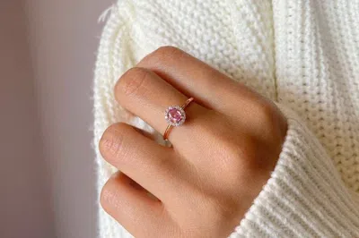 Pre-owned Handmade Oval Pink Sapphire Ring, 14k Diamond And Sapphire Engagement Ring, Natural Pink In White