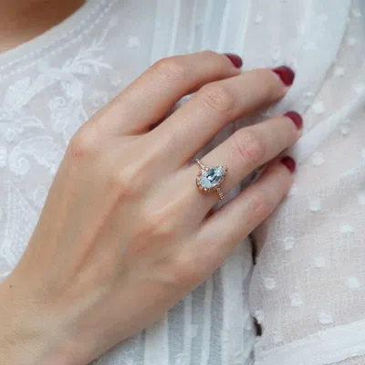 Pre-owned Handmade Pear Aquamarine Engagement Ring, Aquamarine Ring, 14k Aquamarine Ring, In G