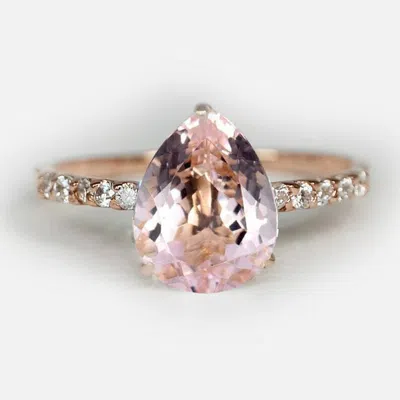 Pre-owned Handmade Pear Morganite Ring, Morganite Engagement Ring, Morganite Rings For Women, In Pink