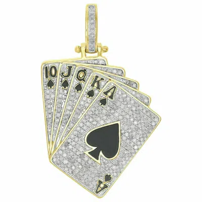 Pre-owned Handmade Poker Pendant 3.19ct Round Moissanite Spades Flush Real 925 Silver Passes Tester In White/colorless