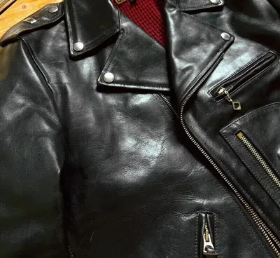 Pre-owned Handmade Pure Cowhide Vintage Motorcycle Biker Zip Leather Jacket Punk Rock Retro For Men In Black