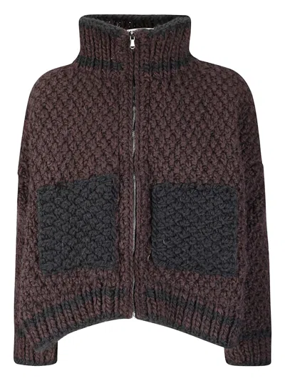 Handmade Quilted Knitted Jacket In Brown
