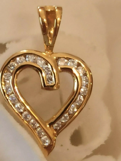 Pre-owned Handmade Real Diamond Heart Pendant Anniversary Gift Wife 23diamond Hnmadesolid Gold 18k