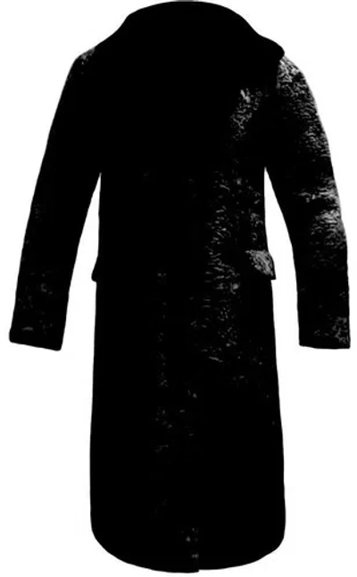 Pre-owned Handmade Real Fur Karakul Fur Persian Lamb Fur Long Coat Mink Fur Collar All Sizes In Black