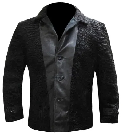 Pre-owned Handmade Real Persian Lamb Fur Jacket Coat Allsize Pre Sale Leather Trimastrakhan Swakara In Black