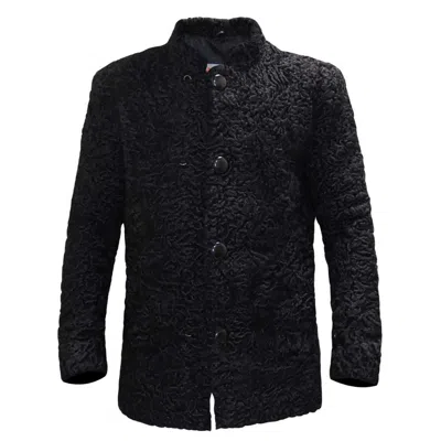 Pre-owned Handmade Real Persian Lamb Fur Straight Jacket Coat All Sizes Pre Sale Karakul Astrakhan In Black