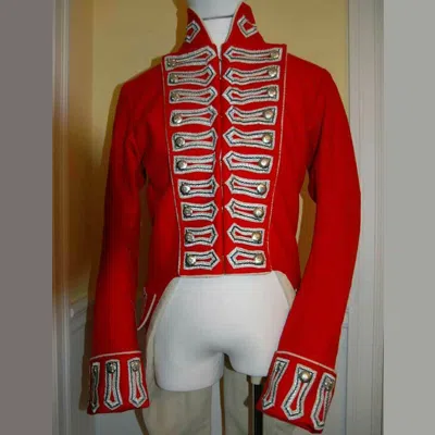 Pre-owned Handmade Red Men's British Royal Navy Midshipman Jacket