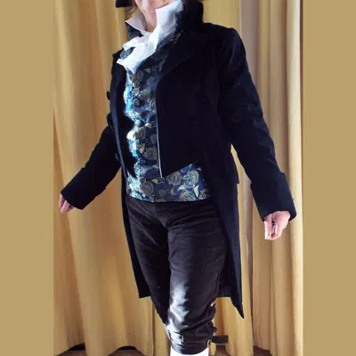 Pre-owned Handmade Regency Tailcoat Of The Early 19th Century Fashionable Regency Tail-coat In Blue