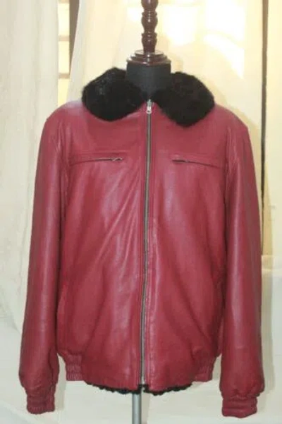 Pre-owned Handmade Reversible Persian Lamb Fur & Leather Jacket Coat All Sizes Colors In Red