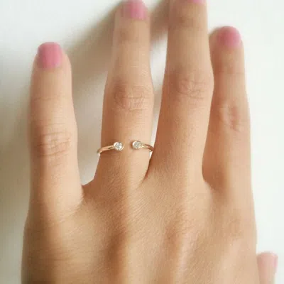 Pre-owned Handmade Sale, Dual Diamond Ring, Double Diamond Ring, Dainty Engagement Ring, Solid 14k In White