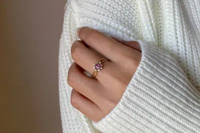 Pre-owned Handmade Sapphire Ring, 14k Gold Oval Pink Sapphire Ring, Natural Pink Sapphire In White