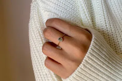Pre-owned Handmade Sapphire Ring, 14k Oval Green Sapphire Ring With Surrounding Diamonds, Natural In White