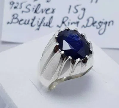 Pre-owned Handmade Sapphire Ring Natural Blue Kashmir Sapphire Stone Jewellery Real Handcrafted