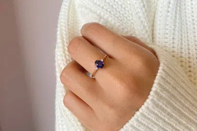 Pre-owned Handmade Sapphire Ring, Oval Blue Sapphire Ring, 14k Diamond And Sapphire Engagement Ring