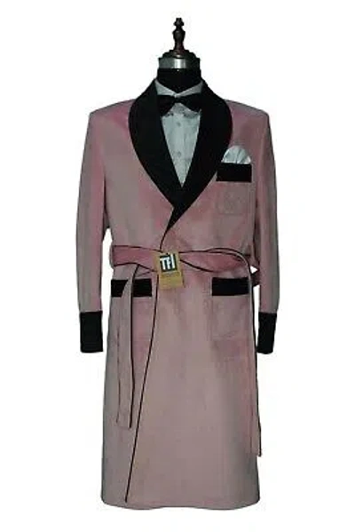 Pre-owned Handmade Special Gift For Him Smoking Jacket Designer Party Wear Blazer Long Coat Uk In Pink