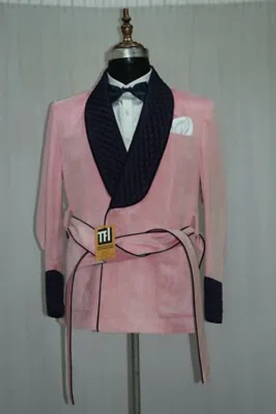 Pre-owned Handmade Special Gift For Him Smoking Jacket Robes Designer Party Wear Coat In Black