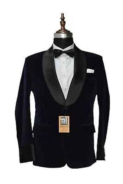 Pre-owned Handmade Special Gift For Him Smoking Jackets Designer Party Wear Blazer Uk In Blue