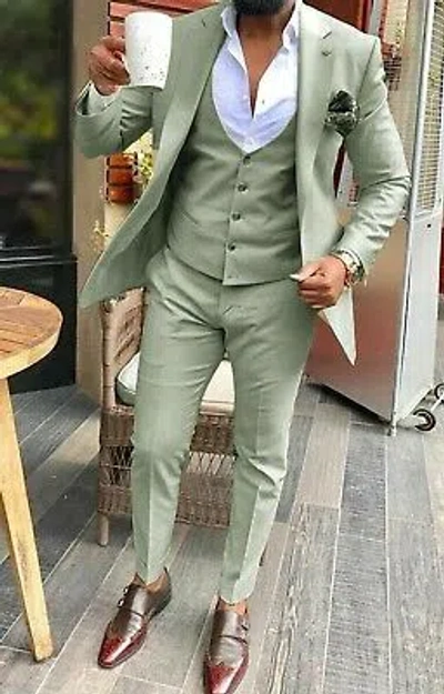 Pre-owned Handmade Special Gift For Him Suits Designer Wedding Party Wear Suits(coat+ Pant +vest) In Same As Image