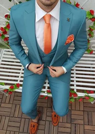 Pre-owned Handmade Special Gift For Him Suits Designer Wedding Party Wear Suits(coat+ Pant +vest) In Same As Image