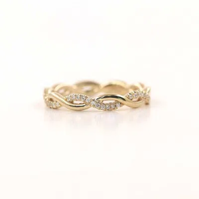 Pre-owned Handmade Stacking Diamond Ring/twist Wedding Ring/diamond Wedding Band/14k Solid Gold In White