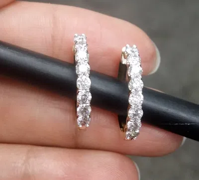 Pre-owned Handmade Steal Deal 1.00 Carat Natural Round Diamonds Hoops Huggies Earrings In 14k Gold In White