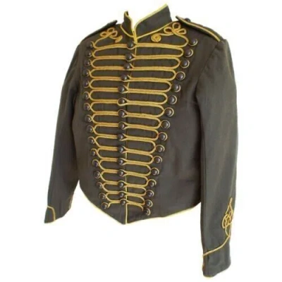 Pre-owned Handmade Steampunk Military Army Gray With Gold Men's Braiding Jacket