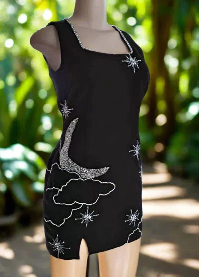 Pre-owned Handmade Taylor Midnight Beaded Celestial Birthday Dress In Black