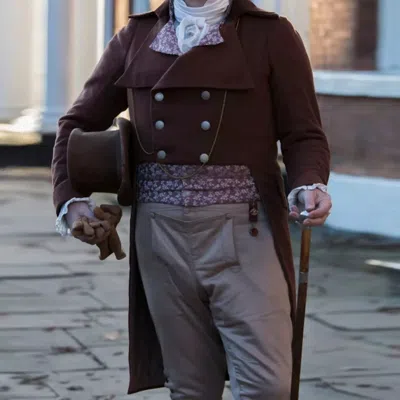 Pre-owned Handmade Victorian 19th Century Costume Dark Brown Wool Men Regency Coat