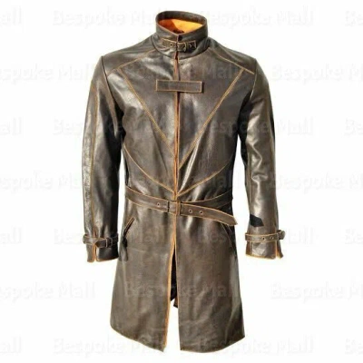 Pre-owned Handmade Watch Dogs Aiden Pearce Trench Coat Watch Dogs Men Distressed Trench Coat-32 In Brown