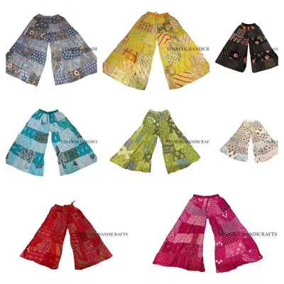 Pre-owned Handmade Wholesale 15 Pc Rayon Patchwork Wide Leg Hippie Boho Gypsy Palazzo Pants Trouser In Multicolor