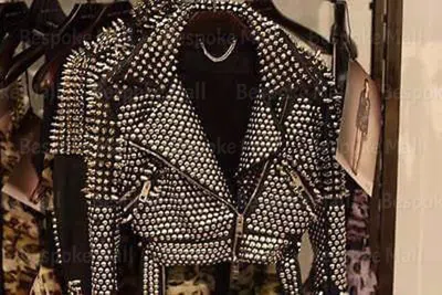 Pre-owned Handmade Woman's Black Silver Spiked Studded Brando Unique Cowhide Leather Jacket-300