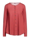 Handmade Woman Cardigan Brick Red Size Xs Merino Wool