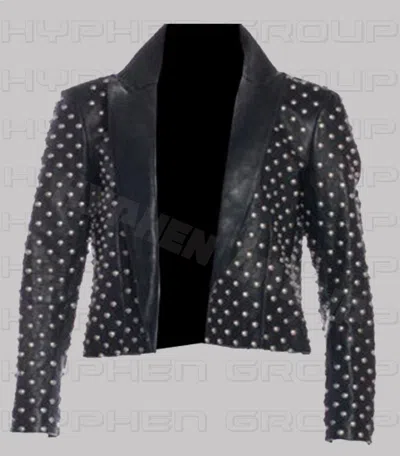 Pre-owned Handmade Woman Full Silver Studded Punk Brando Cowhide Leather Shirt Jacket