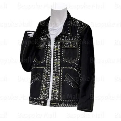 Pre-owned Handmade Women Black Silver Studded Punk Unique Button Suede Biker Leather Jacket-377