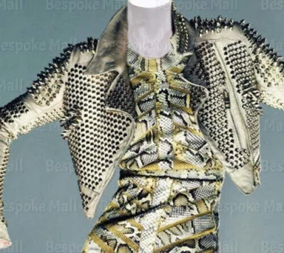 Pre-owned Handmade Women Full Silver Spiked Studded Punk Rock Cowhide Biker Leather Jacket-491
