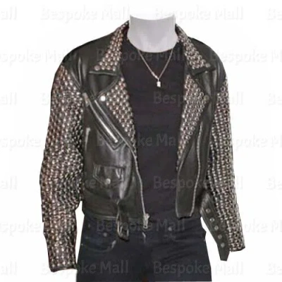 Pre-owned Handmade Women's Hailey Baldwin Silver Studded Brando Cowhide Leather Jacket Coat-76