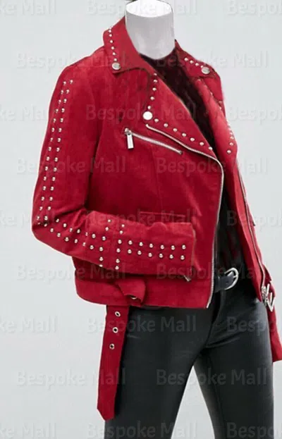 Pre-owned Handmade Women  Brando Style Silver Studded Cowhide Biker Leather Jacket-487