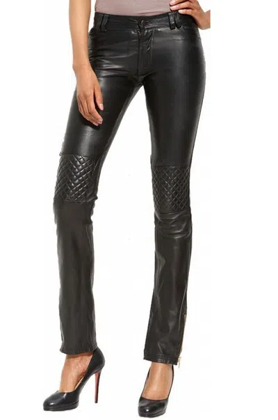 Pre-owned Handmade Womens 100% Genuine Lambskin Leather Pants Clubwear Trouser Slim Fit Pants Wlp33 In Black