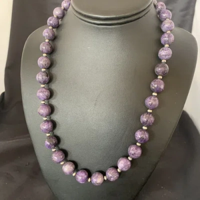 Pre-owned Handmade Womens Purple Charoite Navajo Pearls Sterling Silver Necklace 20" 11961