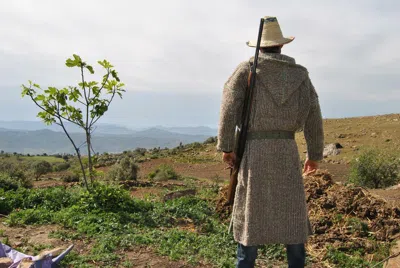 Pre-owned Handmade Wwii Uniform Army Coat,1945 Jacket, Reproduction Vintage Djellaba Goumier, Green