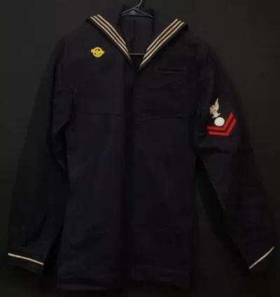 Pre-owned Handmade Wwii Usn Navy Electricians Mate 2nd Class Jumper Middy 'em2 Mg Riley' S. Pacific In Black