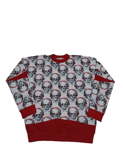 Pre-owned Handmade X Print All Over Me Handmade Skulls Oversize Streetwear Sweatshirt Sk8 Y2k Drill In Multicolor