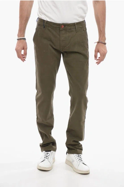 Handpicked Regular Waist Stretch Cotton Parma Trousers In Green